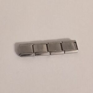 4 Silver Blank Italian‎ Link Stainless Steel Charm for Nomination Style Bracelet
